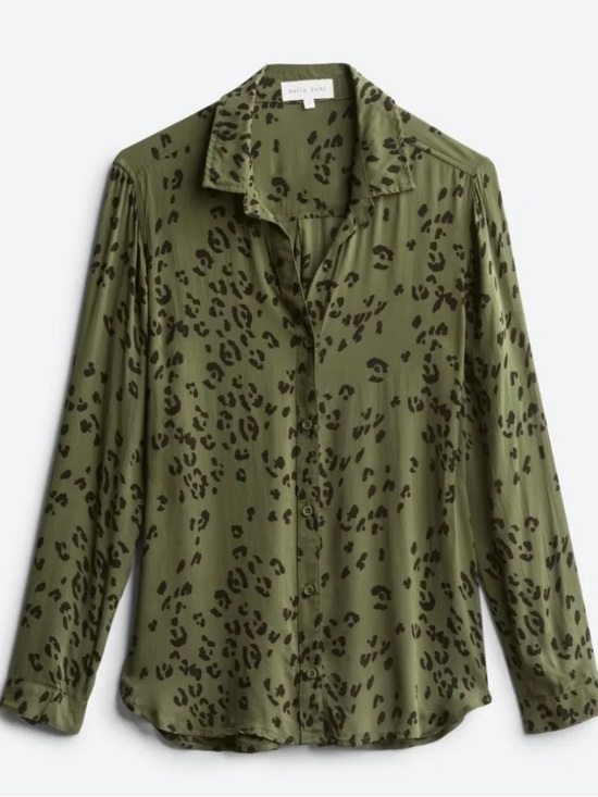 Bella Dahl Tops - Bella Dahl Green Leopard-Spot Button Down Shirt S 100% Rayon NWT